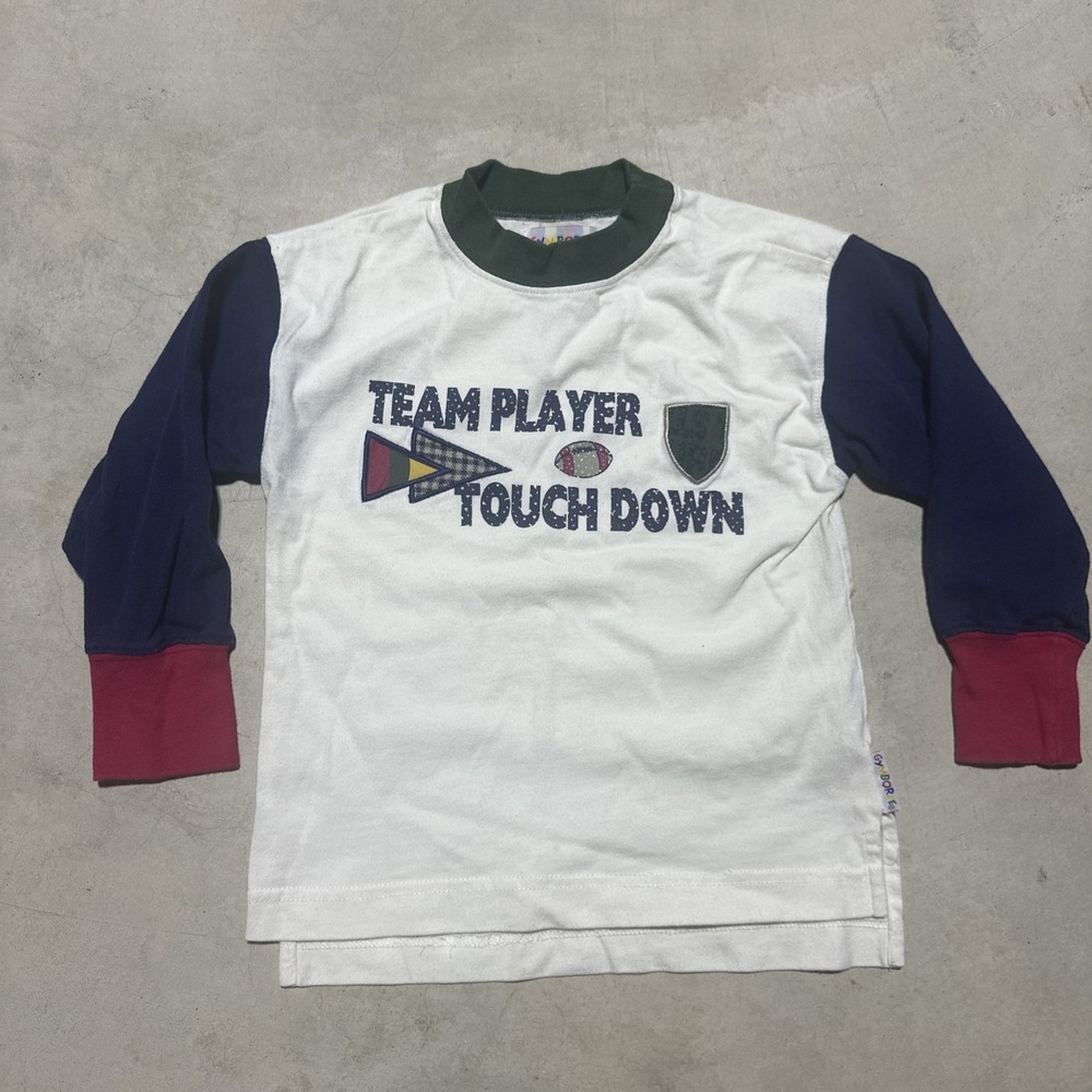 Vintage Gymboree Team Player Touch Down Long Sleeve Shirt SZ Medium Rainbow Tag